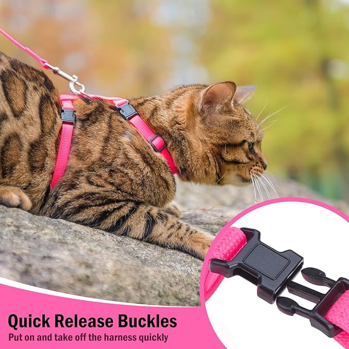 PUPTECK Adjustable Cat Harness and Leash Set Escape Proof Kitten Strap Collar - Image 3