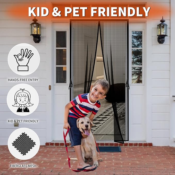Fiberglass Magnetic Screen Door Fit Door Size 72 x 96 in- Heavy Duty Fiberglass - Image 4