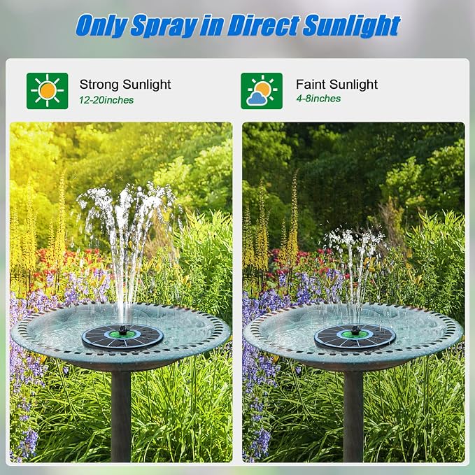 Yzert Solar Fountain Full Glass Panel No Battery, 3.5W Solar Bird Bath Fountains - Image 4