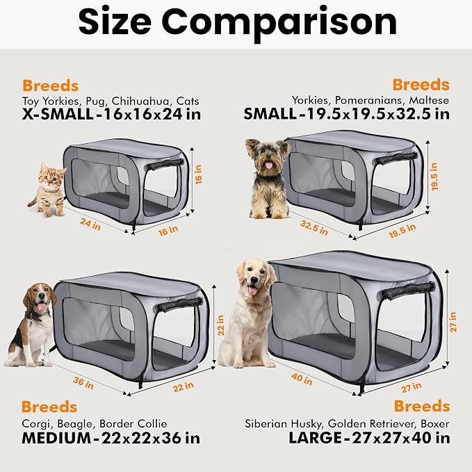 Beatrice Home Fashions Portable, Collapsible, Pop Up Kennel Travel Cat and Dog - Image 3