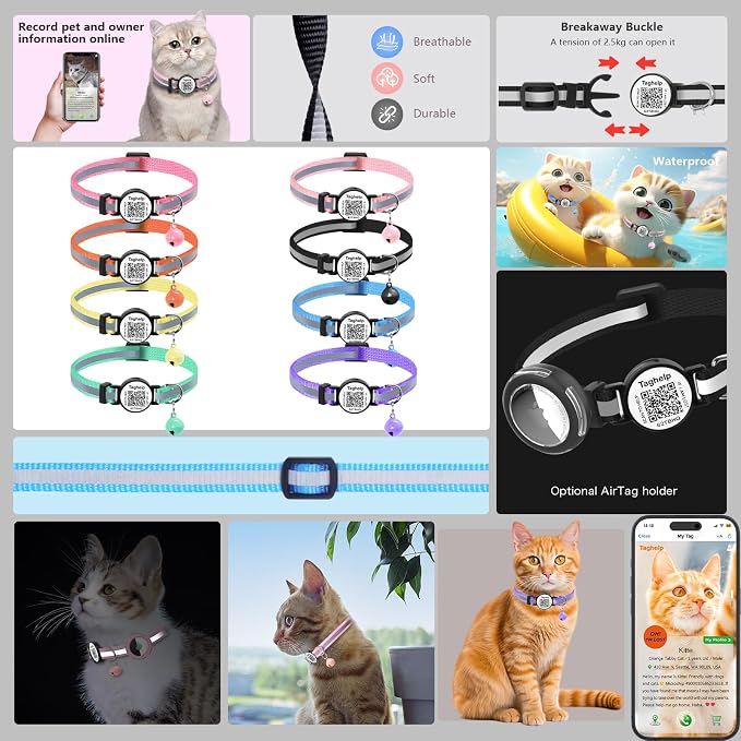 Smart QR Code Cat Collar 2-Pack, Breakaway Reflective Collar - Image 2