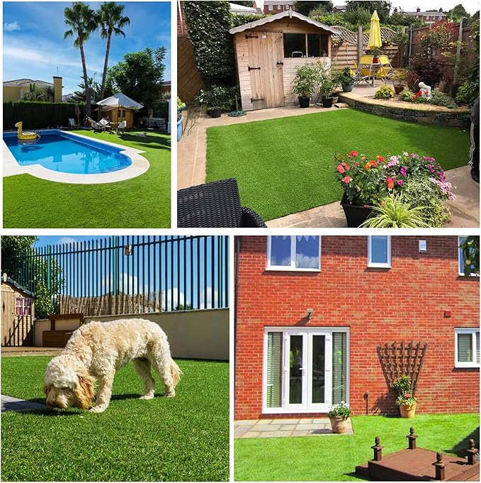 Artificial Grass Rug Outdoor Indoor 12FTX55FT Fake Grass Carpet Green Synthetic - Image 8