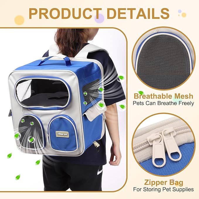 Pet Backpack Carrier, Portable and Ventilated, Nylon Dogs Cats and Small - Image 3