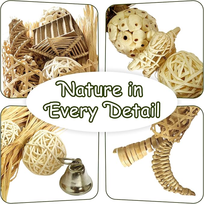 5-Pack Natural Flower Bird Toys – Foraging & Chewing Toys - Image 4