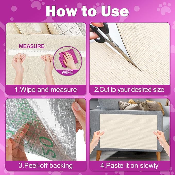 Anit Cat Scratch Couch Furniture Protector, 78.7x15.8 Cat Wall Corner Scratcher - Image 7