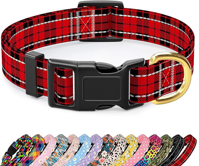 Reflective Dog Collar for Large Dogs, Cute Boho Adjustable Heavy-Duty Nylon by TMOODEL