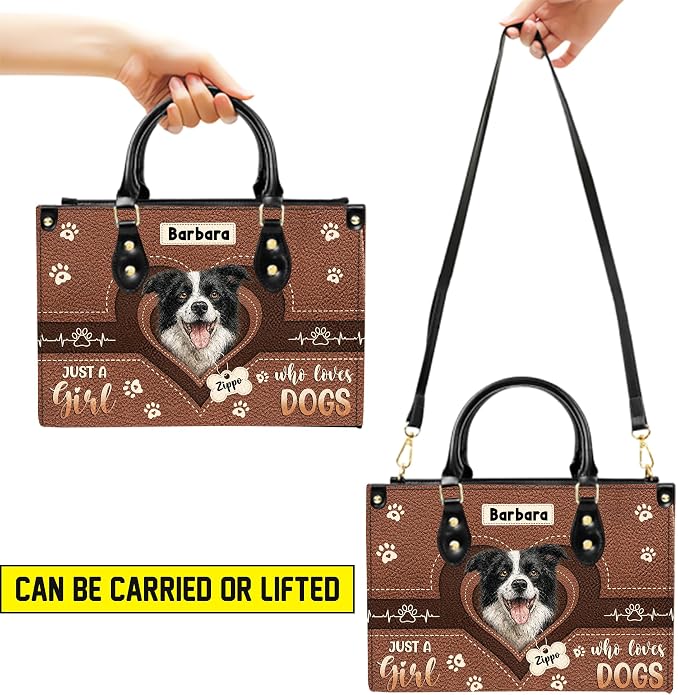 Personalized Pet Mom Leather Handbag – Custom Name Dog Cat Photo Purse - Image 4