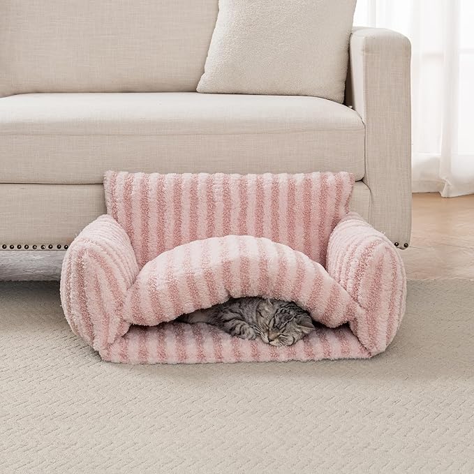 Hollypet Cat Bed Fluffy Plush Mutifuctional Double-Layer Soft Pet Couch - Image 6