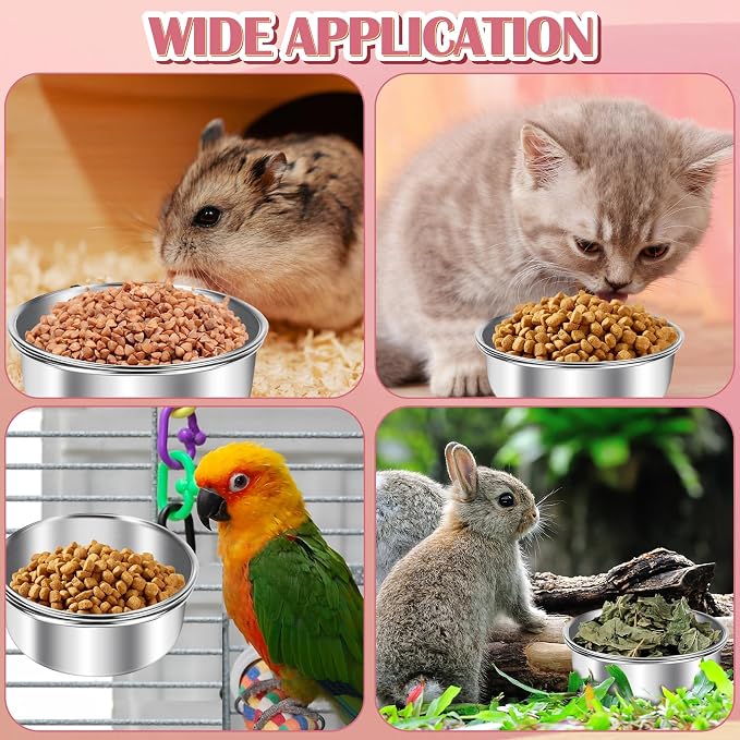 ToLanbbt 4 Pcs Stainless Steel Bird Food Bowls Bird Water Bowls - Image 7
