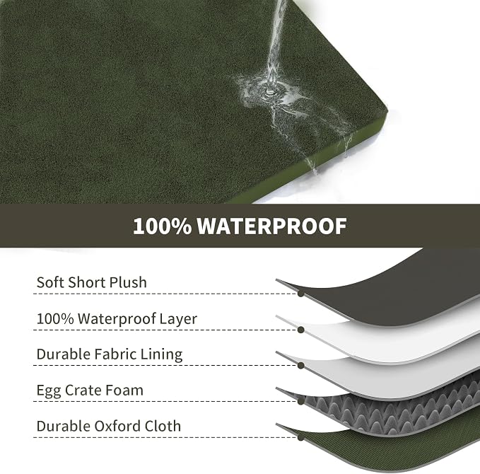 Plush Dog Bed for Medium Dogs, Waterproof Dog Crate Mat Orthopedic Egg Crate - Image 5
