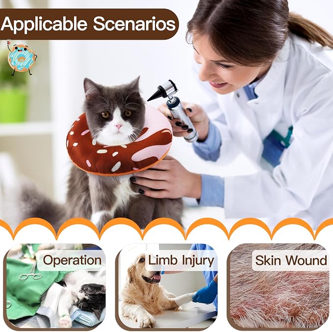 Cat Cone Collar Soft, Cute Cat Donut Collar After Surgery, Adjustable Kitten - Image 3
