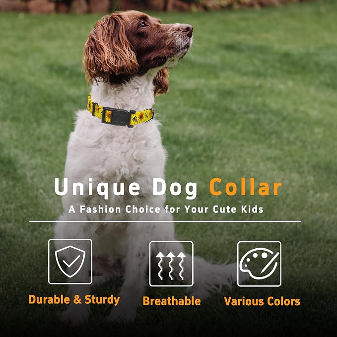 Dog Collar, Floral Boys Girls Puppy Collar, Adjustable Soft Pet Collar - Image 5