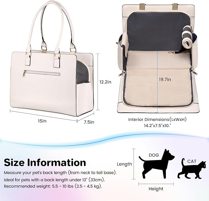 Dog Purse Carrier for Small Dogs, Stylish Foldable Pet Carrier Purse Tote Bag - Image 2