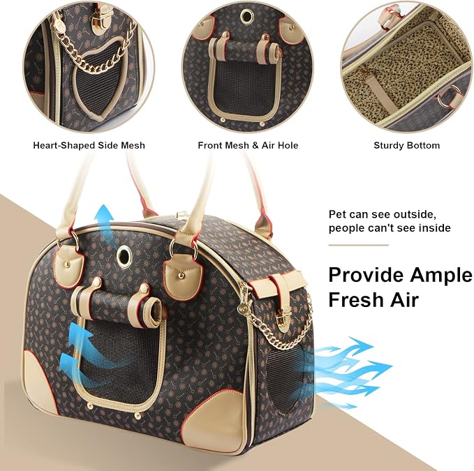 Fashion Dog Carrier PU Leather Dog Handbag Dog Purse Cat Tote Bag Pet Cat Dog - Image 5