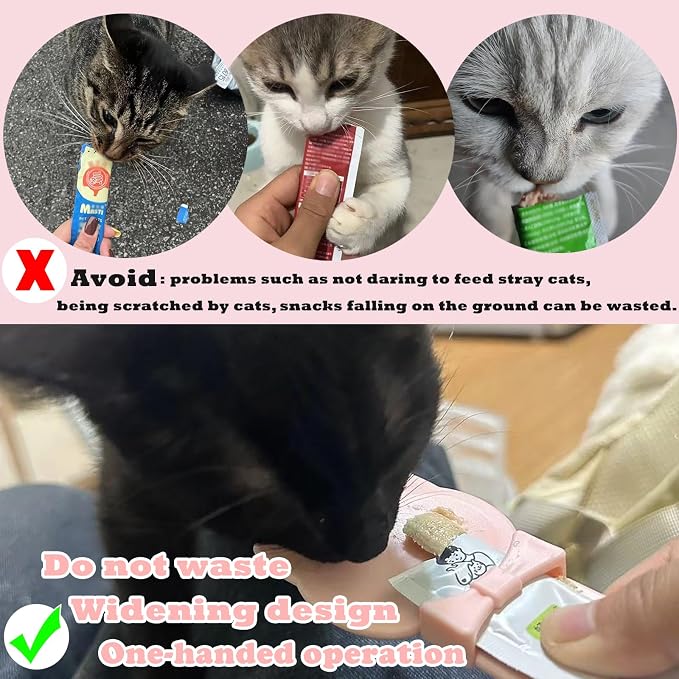 Cat Treat Spoon & 3 Pcs Can Lids | Cat Strip Feeder Squeeze - Image 4