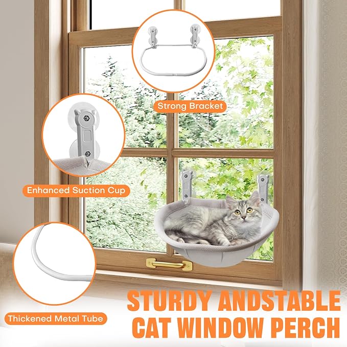 Homegroove Cat Window Perch, 18 x 12 Inch Foldable Cat Hammock - Image 5