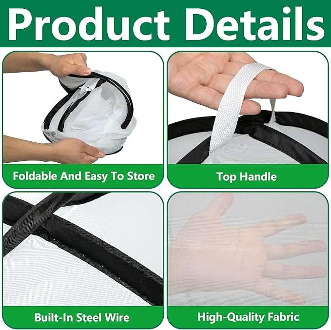 2 Pcs Pop Up Insect Barrier Plant Cover Tent, Garden Net Cage Bird Insect Guard - Image 3