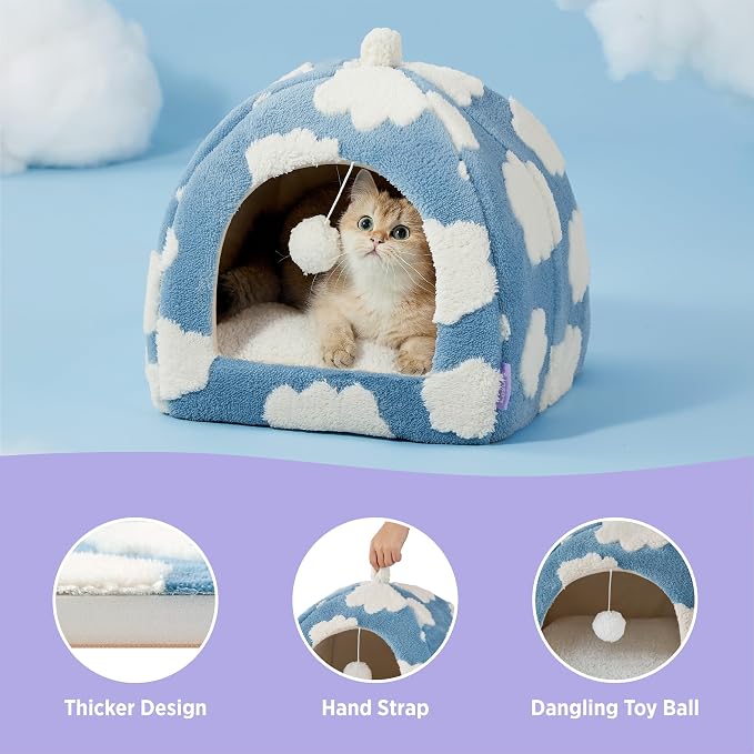 Lesure Cute Cat Beds for Indoor Cats - 2 in 1 Cat Cave Bed for Kittens and - Image 5