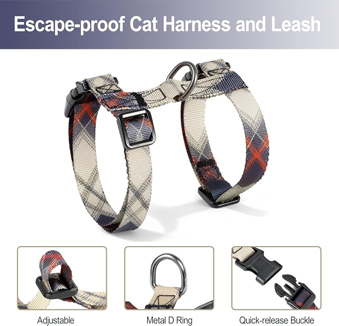 Cat Harness and Leash Set, 3-in-1 Escape Proof Adjustable, Comfortable Soft - Image 4