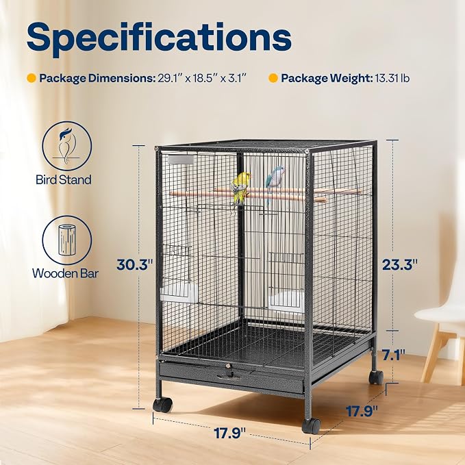VIVOHOME 30 Inch Height Wrought Iron Bird Cage - Image 7