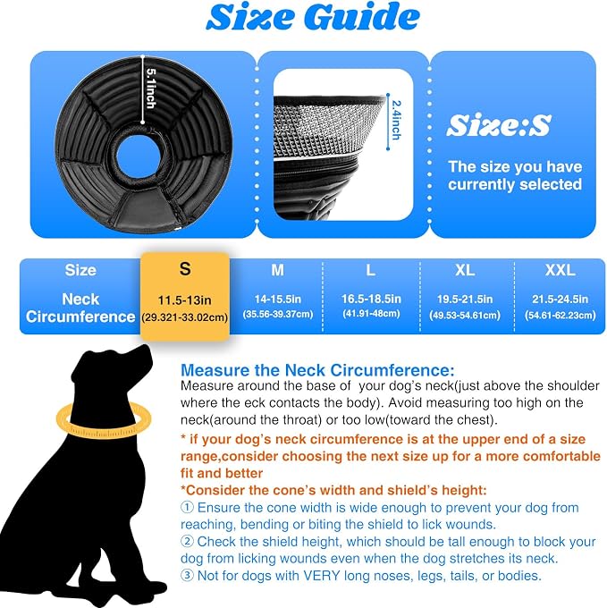 Inflatable Dog Cone for Dogs After Surgery, Soft Adjustable Elizabethan Collar - Image 2