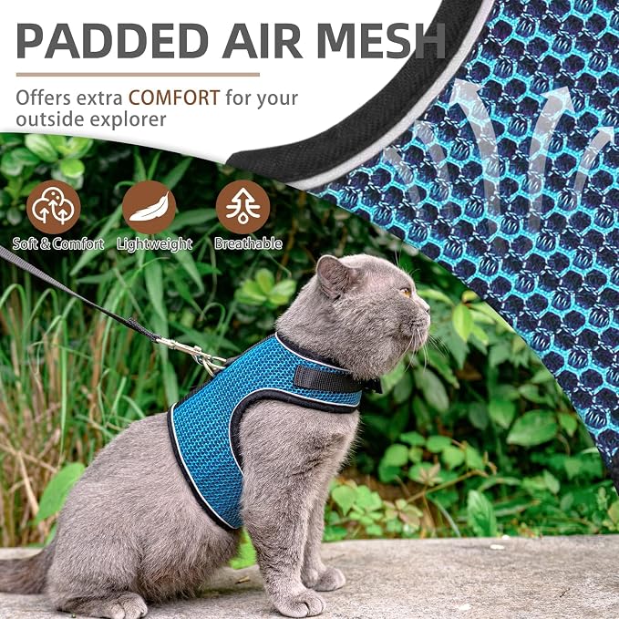 PUPTECK Soft Mesh Cat Vest Harness and Leash Set Puppy Padded Pet Harnesses - Image 2