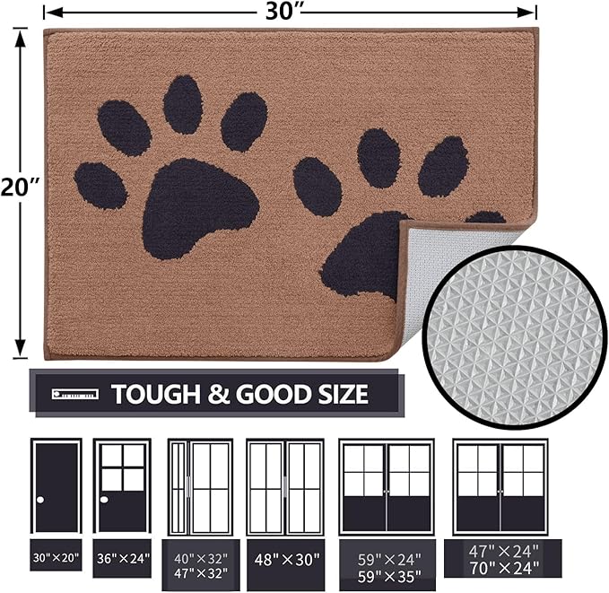 Buganda Dog Door Mat for Muddy Paws, Absorbent Dirt Trapper Washable Indoor - Image 2