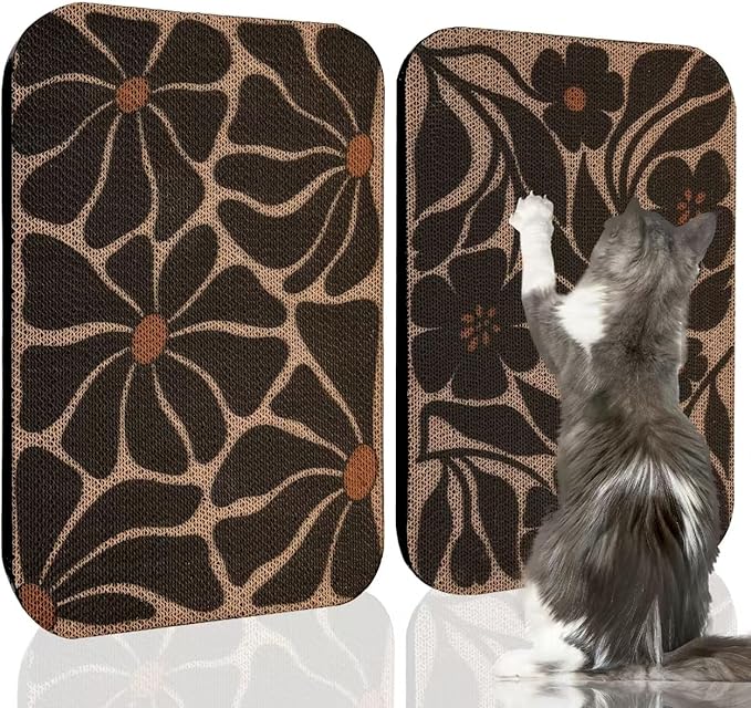 2 Packs Art Cat Wall-Mountable Scratching Board 16.7x11x1 Inch Cat Wall Scratch by LESISSMER