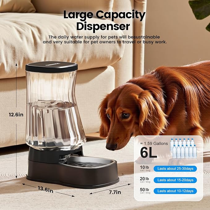 Gardner Pet Automatic Dog Water Dispenser Gravity Stainless Steel Water Waterer - Image 2