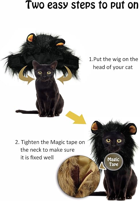 Onmygogo Lion Mane Wig for Cats and Dogs, Funny Pet Cat Costumes for Halloween - Image 6