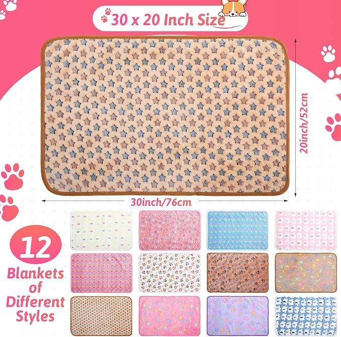 Tatuo 12 Pieces Puppy Blanket Warm Dog Cat Sleep Mat Pet Kitten Doggy Fleece - Image 2