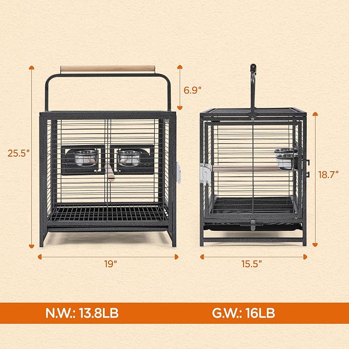 Yaheetech 25.5'' Wrought Iron Bird Travel Carrier Cage Parrot Cage - Image 3