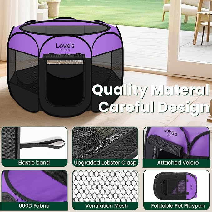 Love's cabin Pet Puppy Dog Playpen, Medium Dog Tent Crates Cage Indoor/Outdoor - Image 5