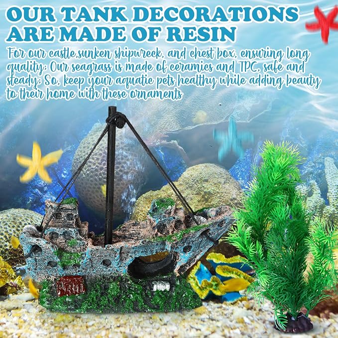 Wenqik Aquarium Decorations Large, Resin Sunken Shipwreck, Undersea Treasure - Image 6