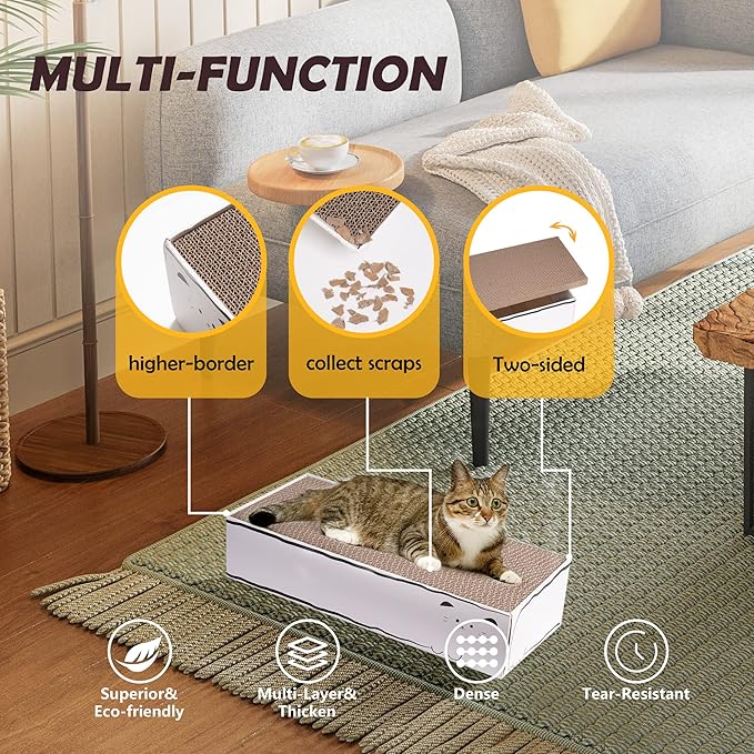 Cat Scratcher, 17.3"L x 7.9"W x 4.7"H, Reversible Design - Image 2