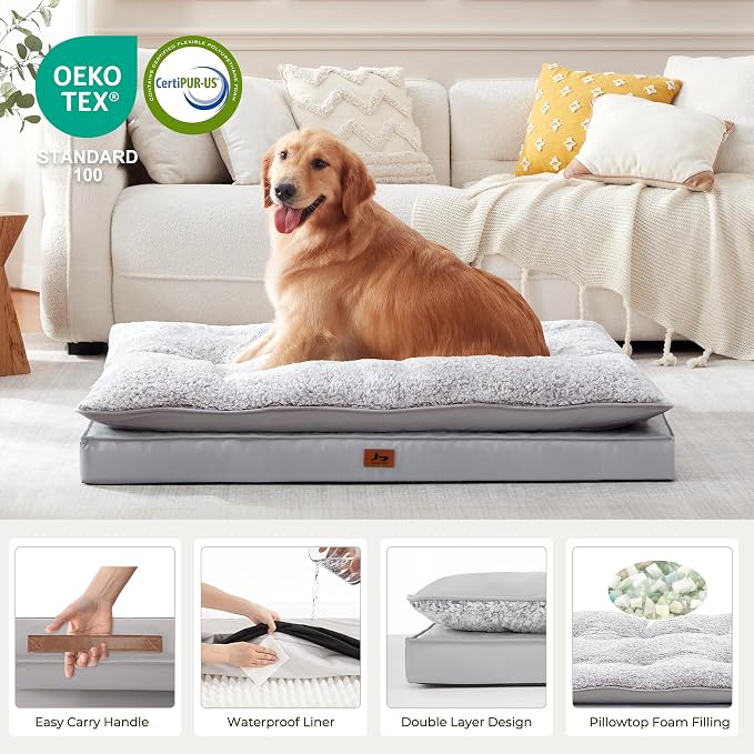 2-Pack XL Waterproof Dog Bed Large Size Dogs, Plush Cushion & Orthopedic - Image 6