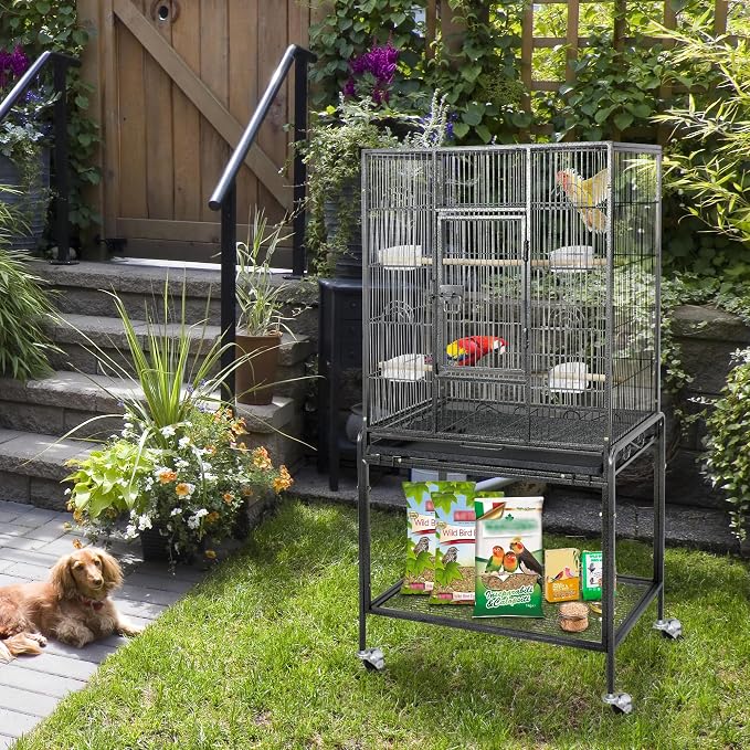 ZENY 53-Inch Bird Flight Cage, Wrought Iron Standing Large - Image 3