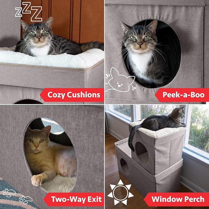 Kitty City Large Stackable Cat Condo & Cube House, Modular Indoor Cat Furniture - Image 10