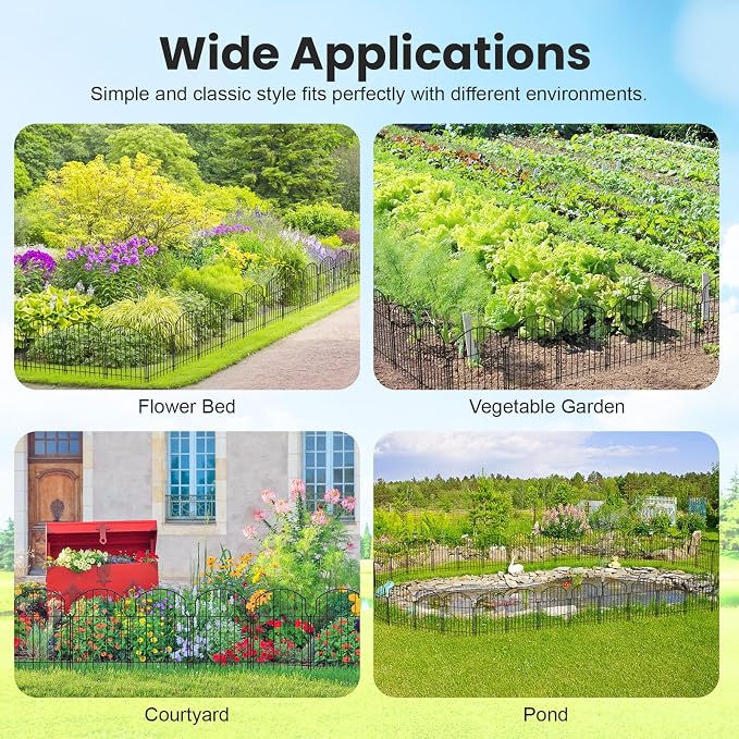 10Pcs Decorative Garden Fence, 20in/10.8ft Rustproof Metal Fences Animal - Image 6