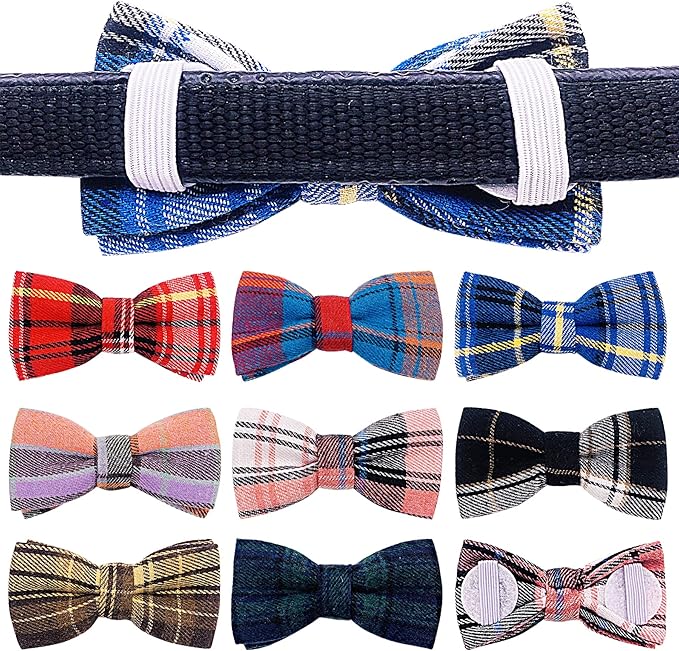 PET SHOW 8pcs Plaid Small Dogs Collar Bow Ties Puppies Cats Collar Charms - Image 6