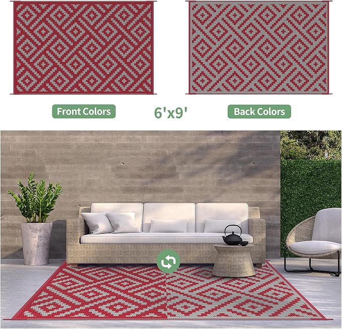 GENIMO Christmas Outdoor Rug for Patio Clearance, Lightweight Waterproof RV - Image 6