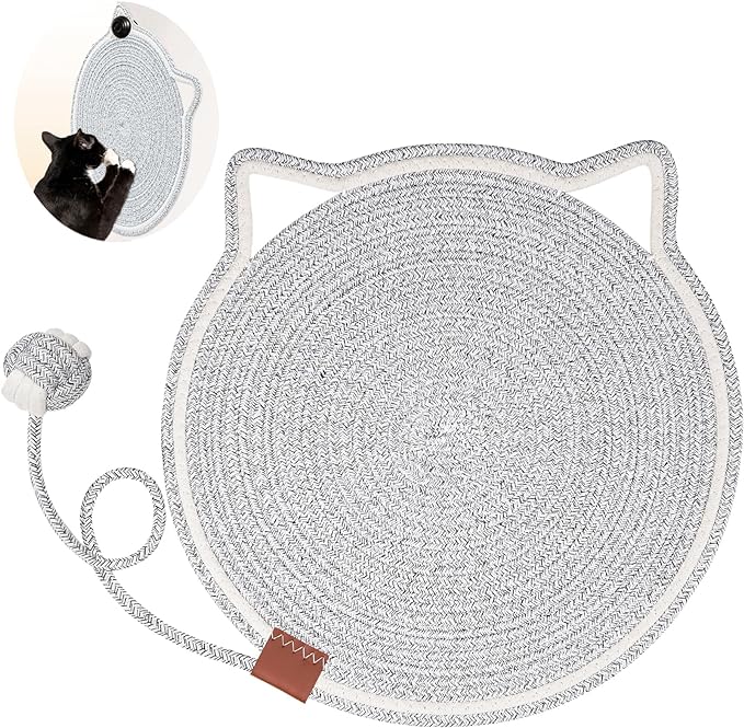 Cat Scratcher Mat, Natural Cotton Rope Cat Scratch Pad, 15.7'' Round Horizontal by LetalongPetSupplies