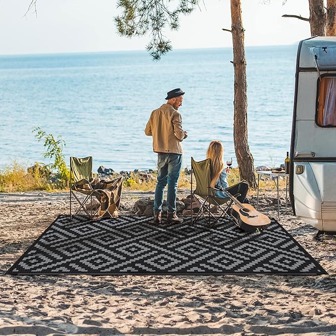 GENIMO Outdoor Rug 4x6 Waterproof, Reversible Mats, Outdoor Area Rug, Plastic - Image 2