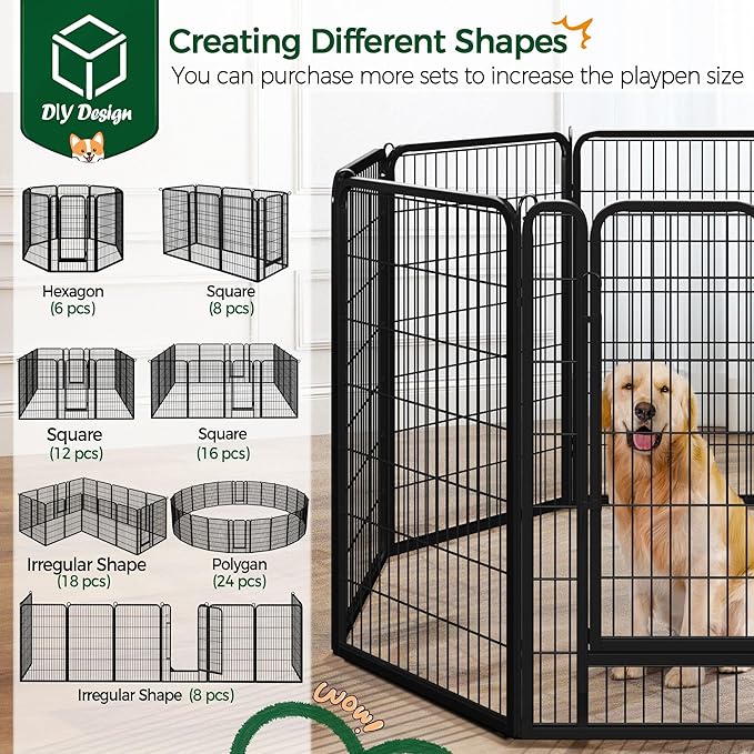 Yaheetech Dog Playpen Outdoor, 47 inch 16 Panels Dog Pen Indoor Heavy Duty - Image 5