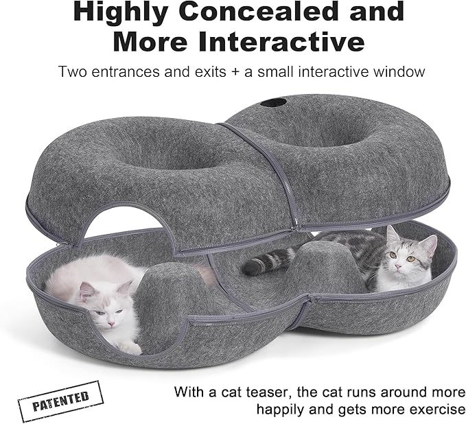 8-Shaped Large Cat Tunnel Bed for Indoor Cats, Infinite Circulation Peekaboo - Image 3