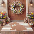 Tinideya 2 Pcs Bunny Door Mat Rabbit Welcome Non Slip Coir Mats Brown and White by Tinideya