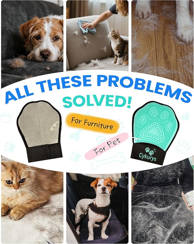 Pet Hair Removal Glove for Dogs & Cats, 2-in-1 Double-Sided Pet Grooming Tool - Image 2