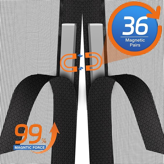 Magnetic Screen Door Mesh Left Right Side Opening Upgraded PET Material Mesh - Image 4
